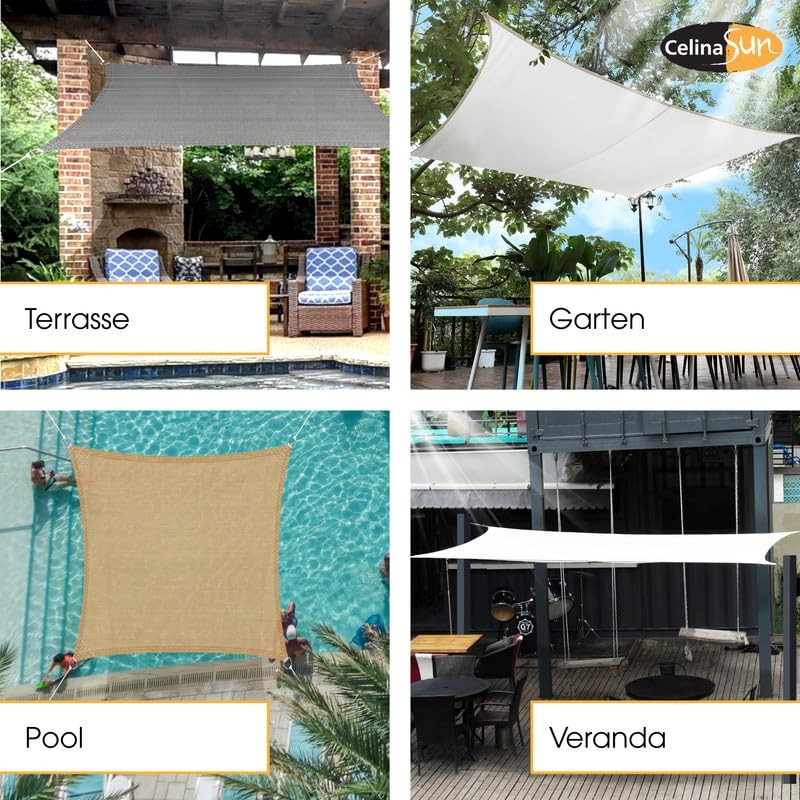 CelinaSun Awning PES UPF 50+ Outdoor Square 3 x 3