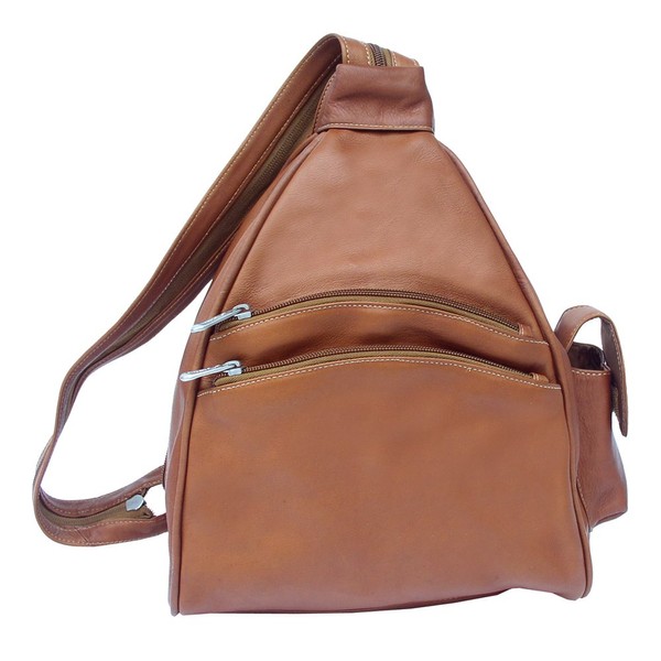 Piel Leather Two-Pocket Sling, Saddle, One Size