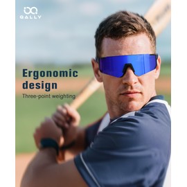 QALLY Polarized Sports Sunglasses for Men, UV400 Protection Mens Sunglasses Wrap Around Sun Glasses for Cycling Running