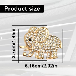 2Pcs Car Air Vent Clip, Bling Crystal Cute Elephant Car Air Vent Clips, Car Air Conditioning Outlet Clip Decorative, Car Interior Decoration Accessories Universal for Women and Man (Gold)