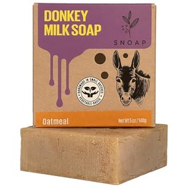SNOAP Oats & Honey Donkey Milk Soap Bar, Natural Moisturizing Handmade Soap for Sensitive Skin, 5 oz