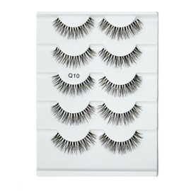 Kooyou Classic Natural False Eyelashes,Wispy Eye Lashes,Natural Brown&black Mix Matter PBT,3D Curl Fake Eyelashes,Fluffy & comfortable,Reusable Adhesive Eyelashes,#Q10 Includes 5 Pairs of Lashes