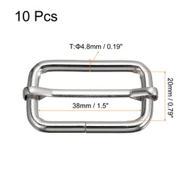 sourcing map Slides Buckles Metal Rectangle Adjustment Triglides Roller Pins Slider Strap Adjustment, Silver tone