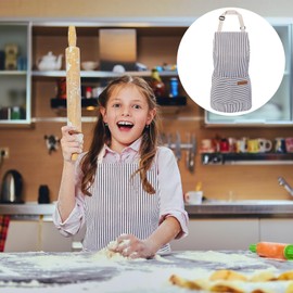SHENLIU 1Pcs Kids Apron, Toddler Apron for Girls, Toddler Aprons Stripes Kids with 2 Pockets, Cute Kid Aprons for Cooking, Bib Soft Apron for Boys Girls Adjustable Painting Children Chef Apron