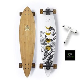 Arbor Collective Bamboo Collection Skateboard Bundled with Swell Skate Tool + Crate White Shark Sticker (Fish Bamboo)