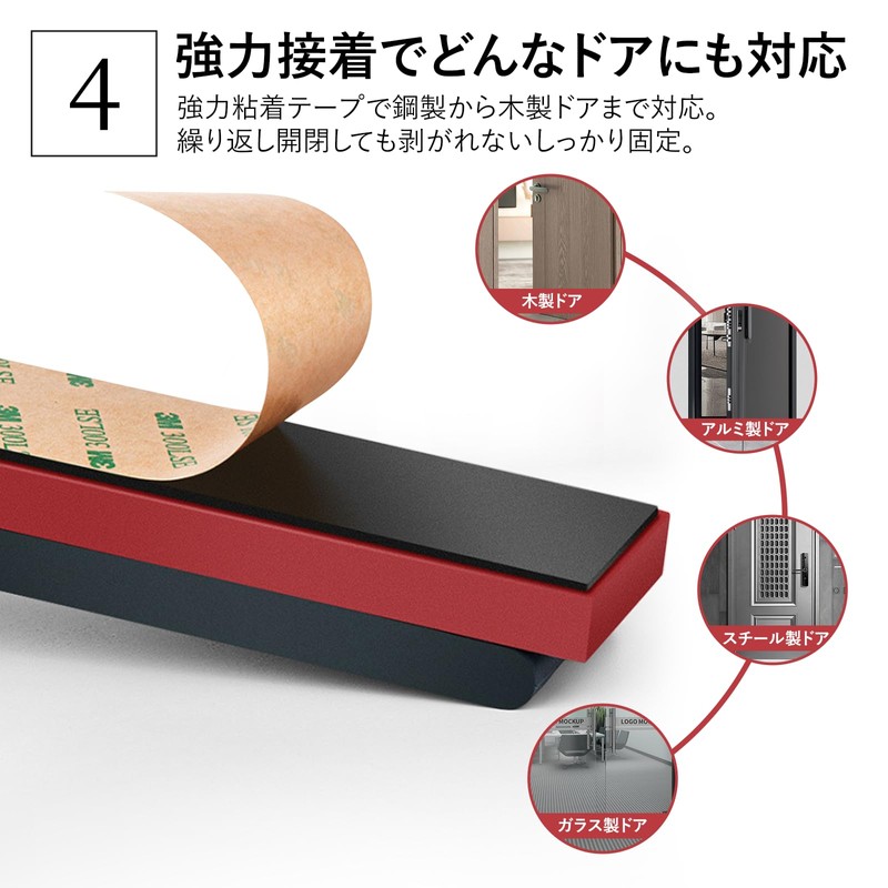 TENKOSUIYO Entrance Door Stopper, Folding, Stick with Tape, One-foot Operation,