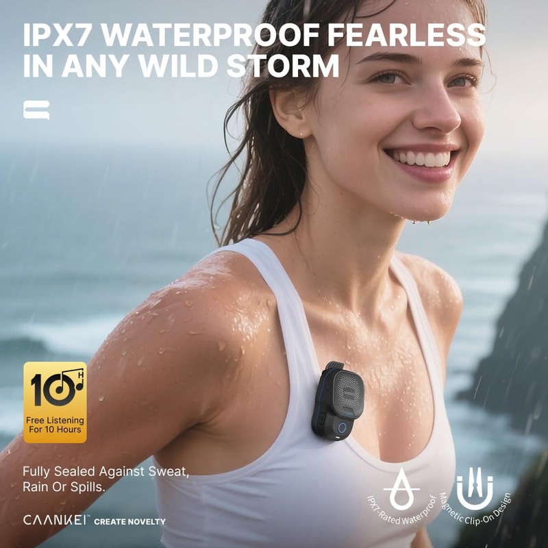Wearable Bluetooth Speaker V5.3 – Clip-On Wireless Portable Speaker with