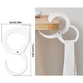 Pack of 20 Hooks for Hanging, S Hooks, Small, White Hooks for Clothes Rail, Hooks with Eyelet, S Hooks for Wardrobe, Anti-Drop Hanger, Hanging Hooks