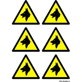 Ellis Graphix Warning Guard Dogs Security Stickers Set of 6 Beware of the Dog Shed Garage Car Van Small Stickers Signs (TM)