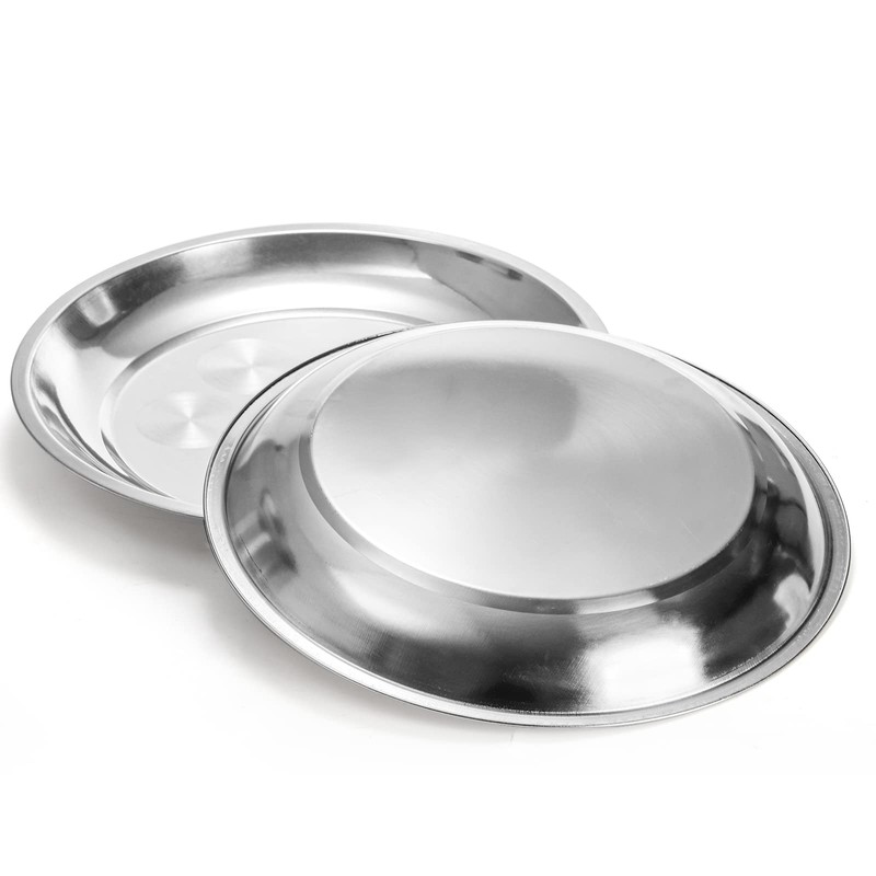 WUWEOT 10 Pack Stainless Steel Dinner Plates, 10" Round Kitchen
