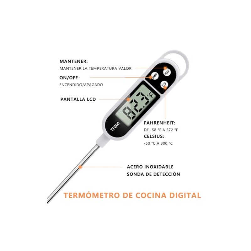 Termómetro Digital de Cocina para Carne, Termómetro de Lectura con