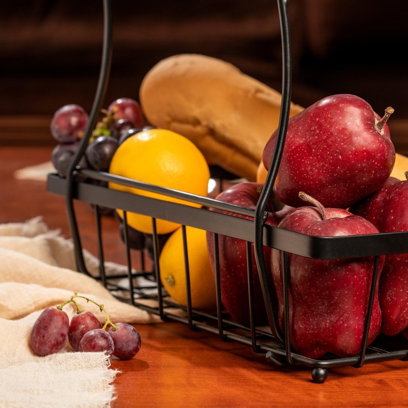 HOSY 2 Tier Steel Basket, Standing Storage Rack Ideas for