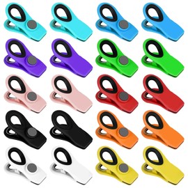 Clips para Bolsas de Alimentos, 20 Piezas Magnéticos con Imán para Refrigerador | Sellado Hermético para Cocina y Despensa | Set Familiar (10 Colores x 2) | Incluye Ganchos