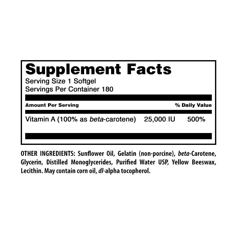 amazing nutrition Amazing Formulas Beta Carotene 25000 IU 180 Softgel