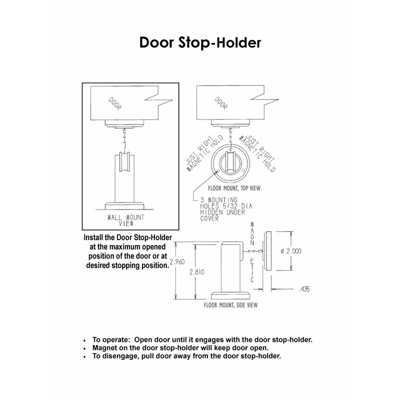 FPL Modern Door Stop/Holder and Magnetic Catch - Black