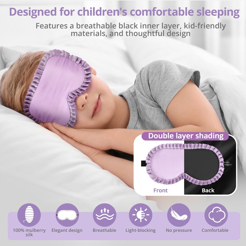 Kids Sleep Mask, 100% Real Mulberry Silk Eye Mask, Sleeping