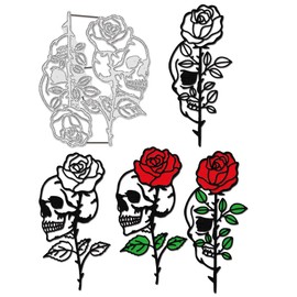 BENECREAT Skull Roses Die Cuts for Card Making, Carbon Steel Embossing Templates Metal Stencils for DIY Scrapbooking Photo Album Decorative Embossing Paper Card Gifts