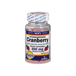 Basic Vitamins Standardized Cranberry 250 mg Herbal Extract Capsules 60 Count