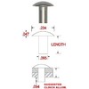 3/32 Diameter X 3/8" Length, Solid 1100F Aluminum Brazier Head