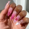 Gleamrain Pink Gradient Press on Nails with 3d Floral and