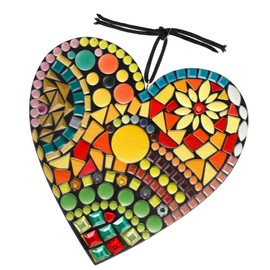SQHY Large Mosaic Garden Heart Sculpture Decor Ornaments Resin Colorful Love Garden Decorations Wall Ornaments Hanging for Indoor Outdoor Home Bedroom Living Room