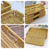 2 Pack Rectangle Rattan Serving Trays with Handles, Decorative Woven