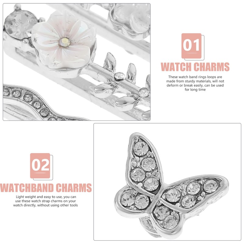 KOMBIUDA 4pcs Watch Strap Charms Decorative Rings Loops for Bands