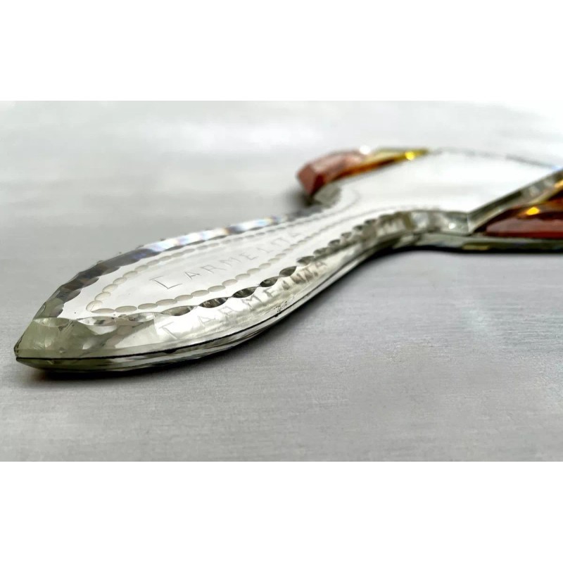 estilo veneciano Espejo Mano Vintage, Cristal Veneciano Grabado Doble Cara-