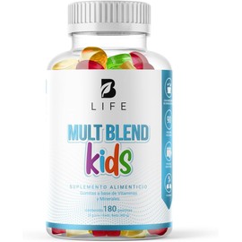 B Life Company Mult Blend Kids Gummies 180 gomitas SIN AZÚCAR añadida. Ingredientes naturales: Vitaminas y Minerales. Mult Blend Kids.