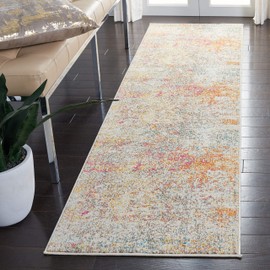 SAFAVIEH Madison Collection Runner Rug - 2'2" x 10', Grey & Turquoise, Modern Abstract Design, Non-Shedding & Easy Care, Ideal for High Traffic Areas in Living Room, Bedroom (MAD460G)