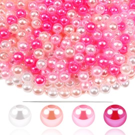 TOAOB 500 Pieces Craft Beads Pink Series Glass Beads 6 mm Acrylic Beads with Hole Round Beads for Threading for DIY Jewellery Making Bracelets Necklaces Clothing Crafts