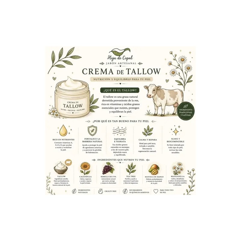 Crema Natural De Sebo De Res Alimentado Con Pasto Tallow