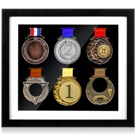 Silipull 6 Medals Display Case 13 x 11.81 Inch Medal Shadow Box Frame Large 3D Wall Mounted Acrylic Display Case with 98% UV Protection for War Military Marathon Triathlon Runners All Sports Medals