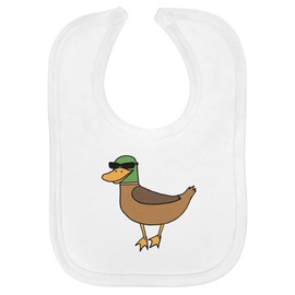 Azeeda 'Duck Wearing Sunglasses' Soft Cotton Baby Bib (BI00058015)