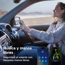 UGREEN Bluetooth 6.0 Receptor para Coche con LDAC, AI Noise Cancelling 3.5mm AUX Bluetooth Car Adapter, Hi-Res Wireless Audio Receiver for Home Stereo