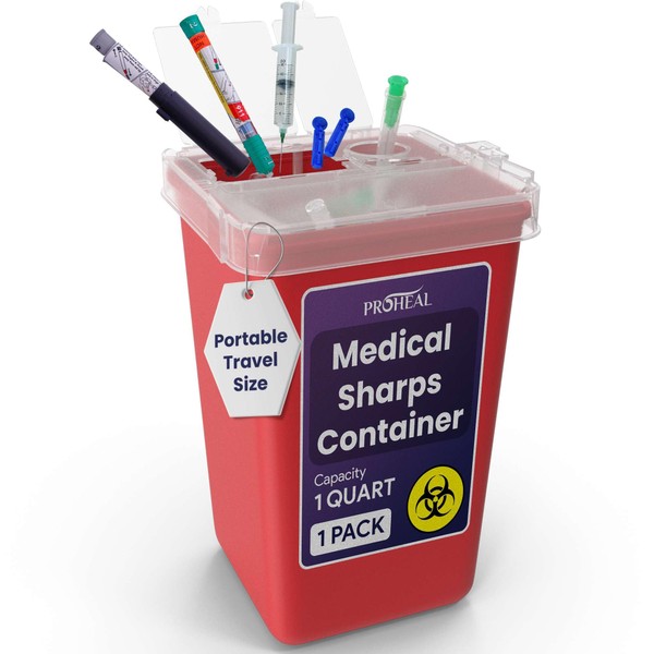 Small Sharps Container for Home Use - 1 Quart Needle