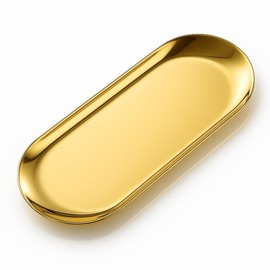 Chicer Cash Tray, Stainless Steel, Stylish, Coin Tray, Multi-purpose, For Shops, Pen Tray, Calton (Gold, Small 7.1 x 3.3 inches (18 x 8.5 cm))