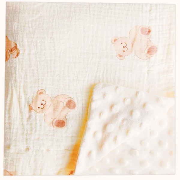 Muslin Minky Dot Baby Blanket Double Layer 100% Muslim Cotton