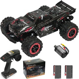 KAIMIO 1:18 RC Truck 60KM/H High Speed Brushless RC Car RTR 4WD Monster Truck, All Terrain Off-Road Waterproof 2.4GHZ Hobby Grade RC Car for Beginners and Adults (1809PRO-Red)