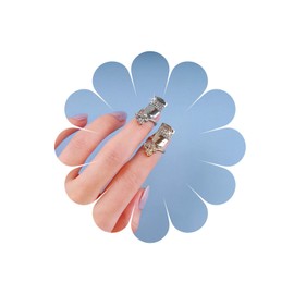 Allereya Vintage Crystal Butterfly Fingertip Nail Ring Rhinestone Fingernail Ring Nail Gold Fingertip Nail Ring Decoration Butterfly Nail Ring Jewellery for Women and Girls (Gold)