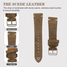 Mipcase Suede Leather Strap Watch Belt Womens Watch Bands Correa Para Hombre Wristwatch Band 20mm Watch Band Women Quick Release Watch Strap Man Cowhide Adjustable Accessories