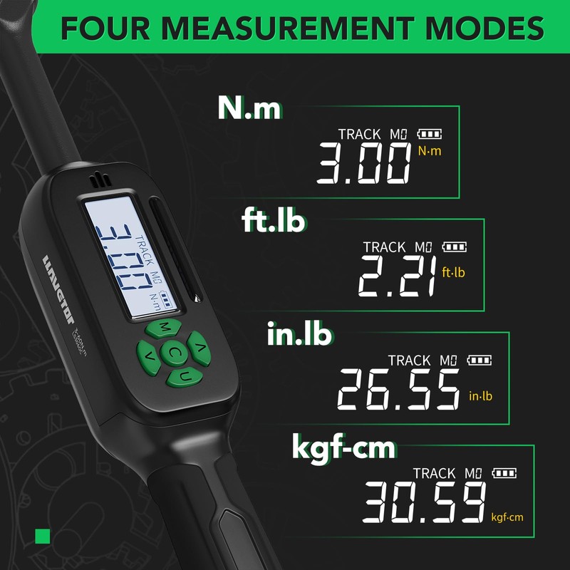 LLAVETOR 3/8 Inch Digital Torque Wrench, 2.2-44.3 Ft-lbs/3-60Nm, Buzzer and