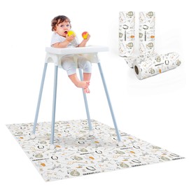 Minimono Baby Splat Mat for Under High Chair - 30 Pcs Disposable and Waterproof Splash Mats - Multipurpose Activity Mat for Picnic Art and Craft (Penguins)