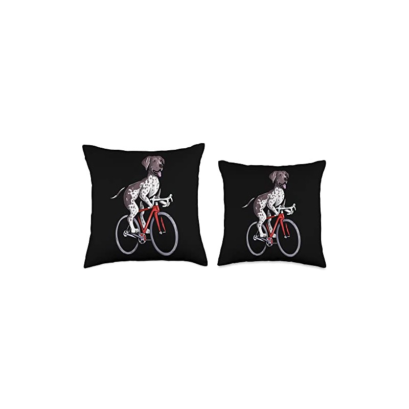 German Shorthaired Pointer Riding Bicycle Throw Pillow
