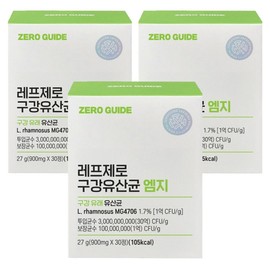 Zero Guide RefZero Oral Lactobacillus MG, 30 tablets, 3 pcs / 제로가이드 레프제로 구강유산균 엠지, 30정, 3개