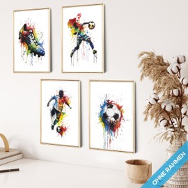 mojoliving Football Poster Set Football Gifts Boys Football Decoration Football Children's Room Football Pictures Poster Football Gift Football Boy Football Gifts for Boys Football Birthday