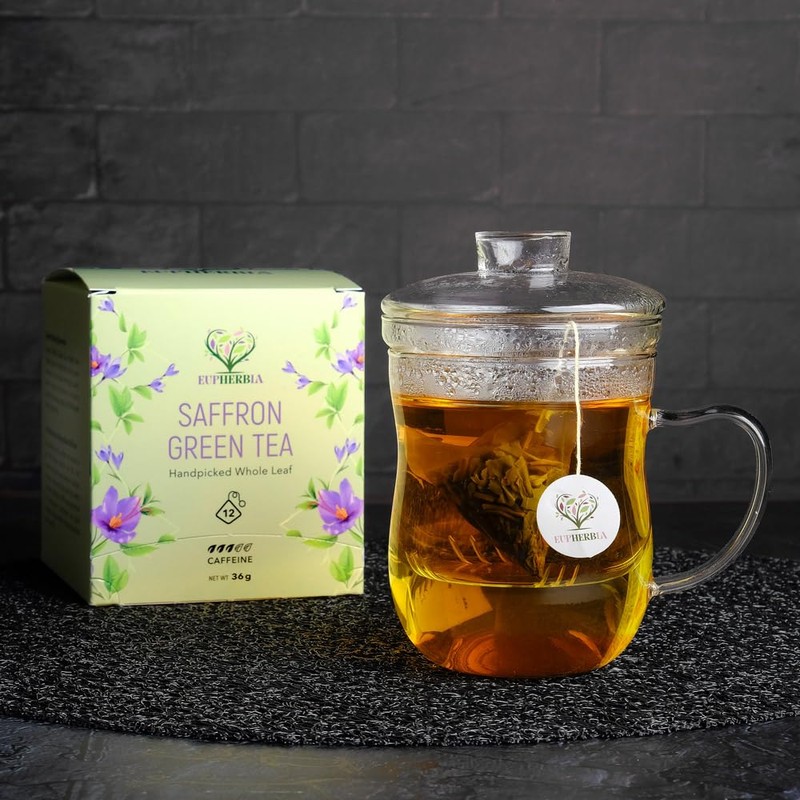 Eupherbia Saffron Green Tea, Handpicked, Highland Grown Whole Leaf Tea,