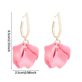 Halawly Acrylic Rose Petal Earrings Dangle Flower Trendy Elegant Earrings Drop Statement Floral Tassel Earrings for Women Jewelry