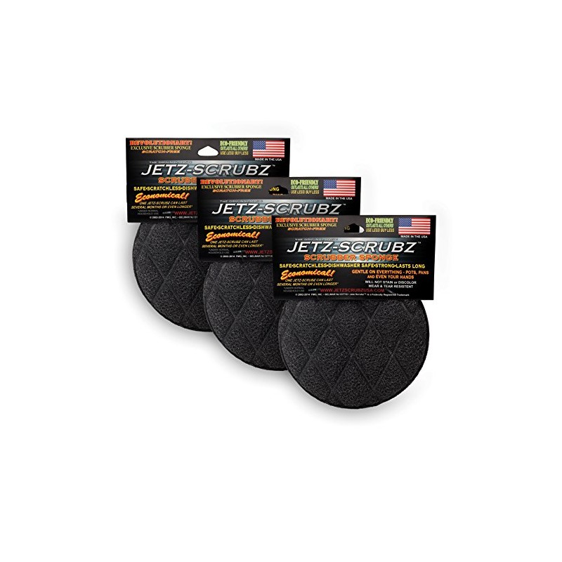Jetz-Scrubz Scrubber Sponge, J22/3, Round, Set of 3, Made in