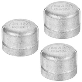 PATIKIL 3/4" NPT Pipe Fitting Cap, 3 Pack 304 Stainless Steel Pipe Cap for DIY, Plumbing System
